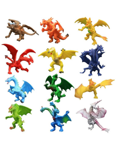Juego de 12 Figuras de Dragón Mini 10.16 cm ValeforToy