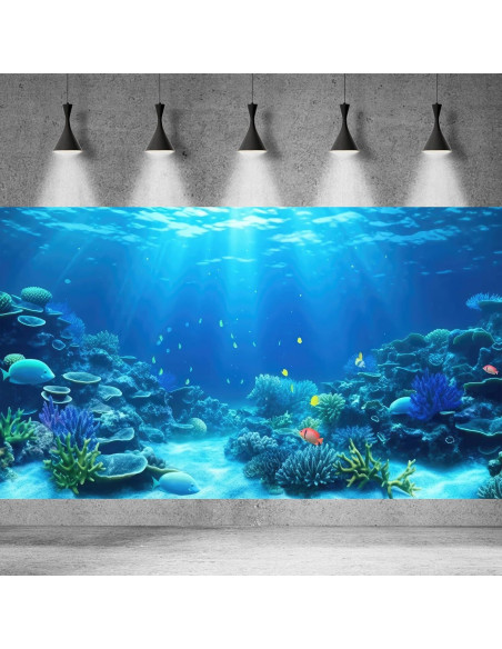 Fondo de Acuario Vinilo 61x30.5cm CaterRina Océano Azul