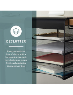 Organizador Colgante Bajo Escritorio Safco Onyx 4 Bandejas Negro 2