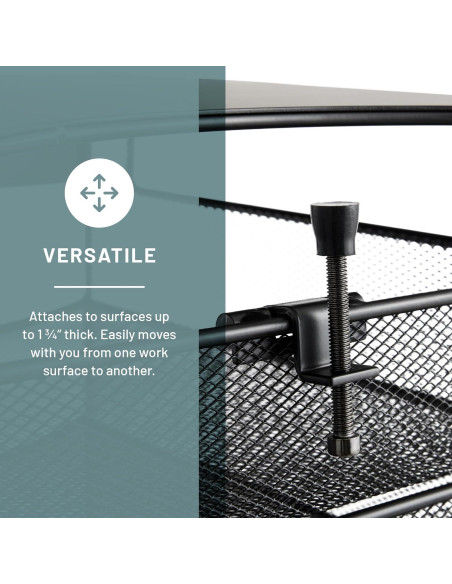 Organizador Colgante Bajo Escritorio Safco Onyx 4 Bandejas Negro