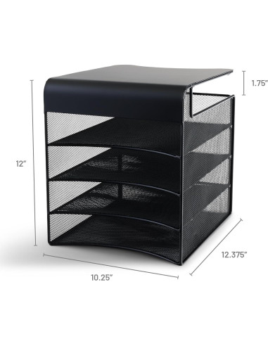 Organizador Colgante Bajo Escritorio Safco Onyx 4 Bandejas Negro