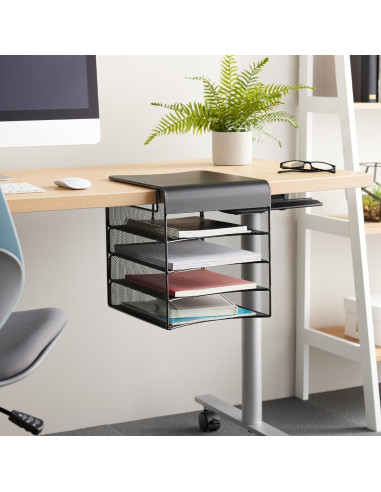 Organizador Colgante Bajo Escritorio Safco Onyx 4 Bandejas Negro