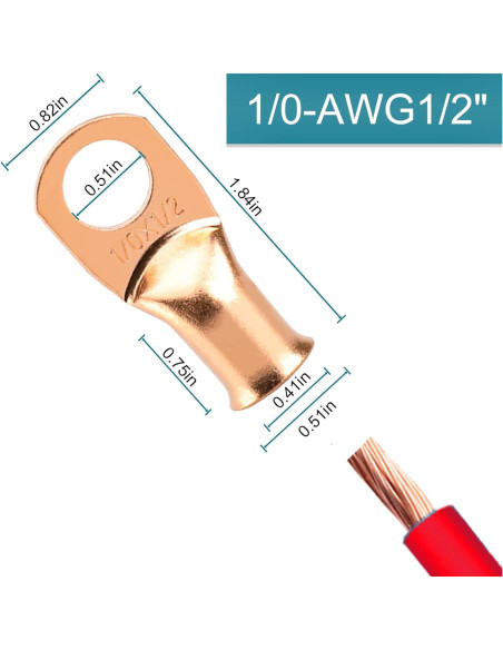 Conectores de terminal de batería SDZONGES 1/0 AWG 8 PCS