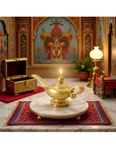 Lámpara de Genio Aladino Miniatura Dorada 1/12 para Muñecas