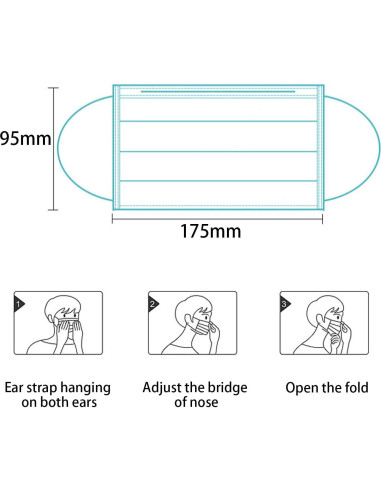 Mascarillas Desechables 3 Capas Adulto Negro 100 Piezas