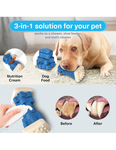 Juguete Indestructible para Perros PcEoTllar - Puzzle de Goma Azul