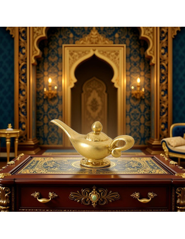 Lámpara de Genio Aladino Miniatura Dorada 1/12 para Muñecas