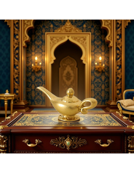 Lámpara de Genio Aladino Miniatura Dorada 1/12 para Muñecas
