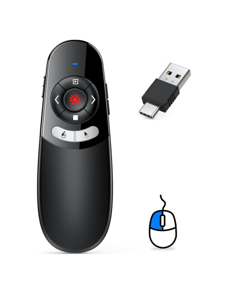 Clicker Presentador Inalámbrico DINOSTRIKE 2 en 1 USB y Tipo C