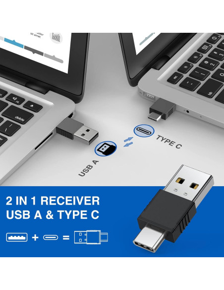 Clicker Presentador Inalámbrico DINOSTRIKE 2 en 1 USB y Tipo C