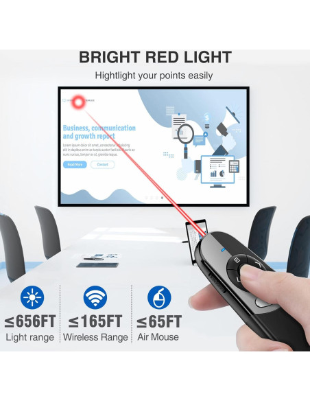 Clicker Presentador Inalámbrico DINOSTRIKE 2 en 1 USB y Tipo C