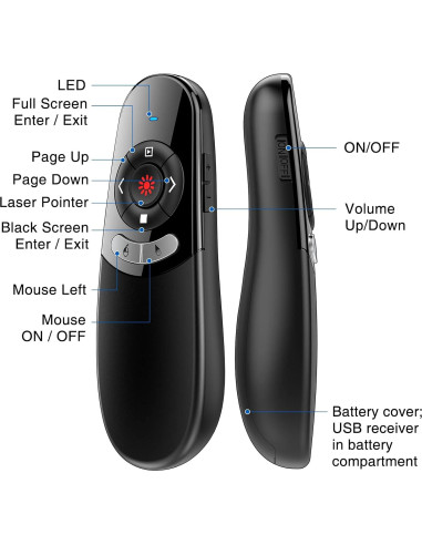 Clicker Presentador Inalámbrico DINOSTRIKE 2 en 1 USB y Tipo C