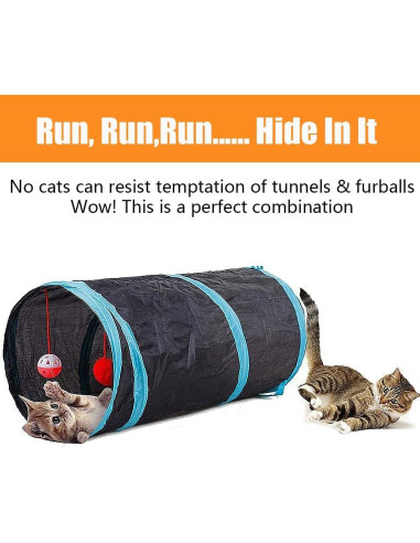 21 Piezas Juguetes para Gatos Interactivos - Túnel Plegable y Varita de Plumas