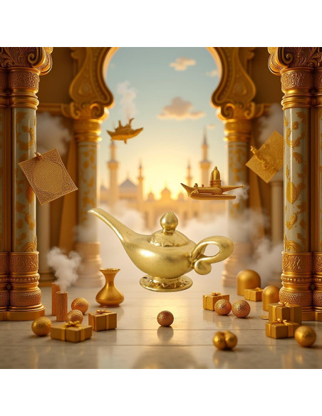 Lámpara de Genio Aladino Miniatura Dorada 1/12 para Muñecas