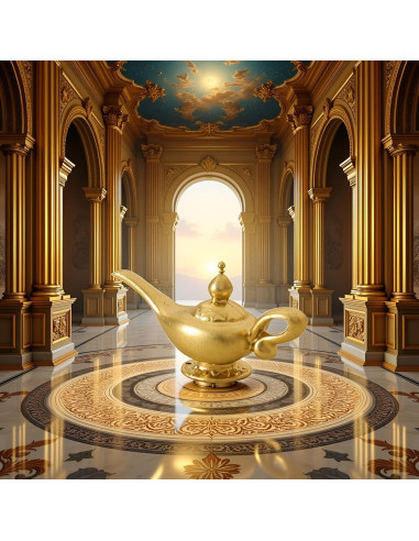 Lámpara de Genio Aladino Miniatura Dorada 1/12 para Muñecas