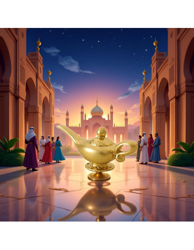 Lámpara de Genio Aladino Miniatura Dorada 1/12 para Muñecas