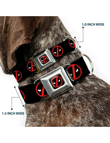 Collar para Perro Marvel Deadpool 24.1-33 cm 2.5 cm ancho Collar para Perro Marvel Deadpool 24.1-33 cm 2.5 cm ancho
