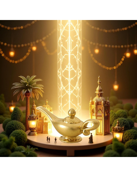 Lámpara de Genio Aladino Miniatura Dorada 1/12 para Muñecas