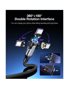 Cable de Carga Magnético A.S Gen3 USB C 240W 2Pack 1m 1.83m 2