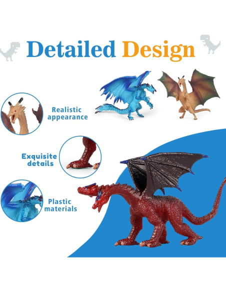 Set de 6 Figuras de Dragón EOIVSH 12.7 cm para Niños