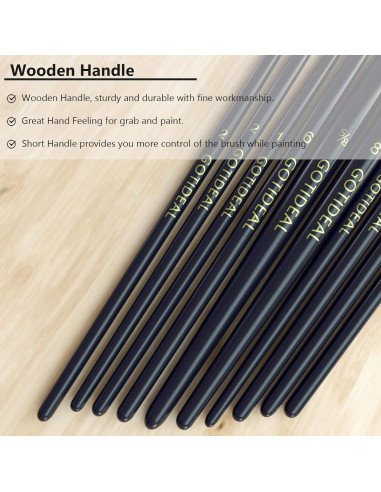 Juego de Pinceles GOTIDEAL 10 Pcs Nailon para Acrílico y Aceite