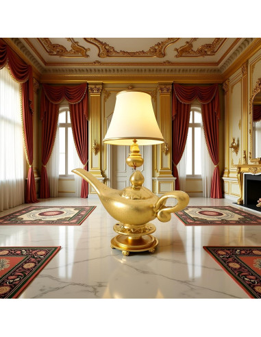 Lámpara de Genio Aladino Miniatura Dorada 1/12 para Muñecas