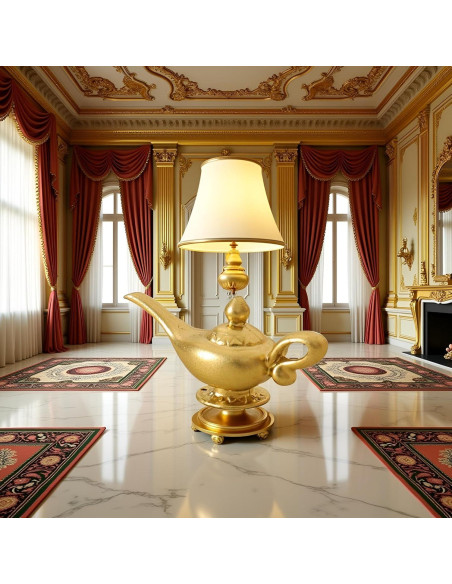 Lámpara de Genio Aladino Miniatura Dorada 1/12 para Muñecas