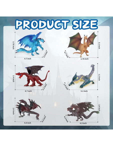 Set de 6 Figuras de Dragón EOIVSH 12.7 cm para Niños