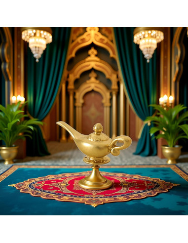 Lámpara de Genio Aladino Miniatura Dorada 1/12 para Muñecas