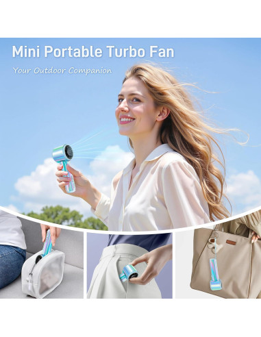 Ventilador Portátil de Mano ByNaRIX C08 Turbo 14000 RPM Azul