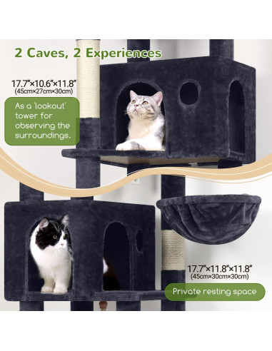 Árbol para Gatos Globlazer F70B 180 cm Gris Oscuro Multi-Nivel