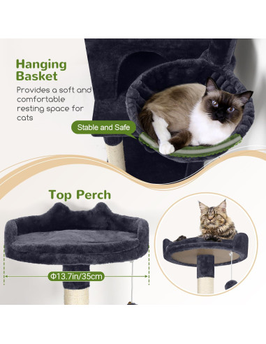 Árbol para Gatos Globlazer F70B 180 cm Gris Oscuro Multi-Nivel