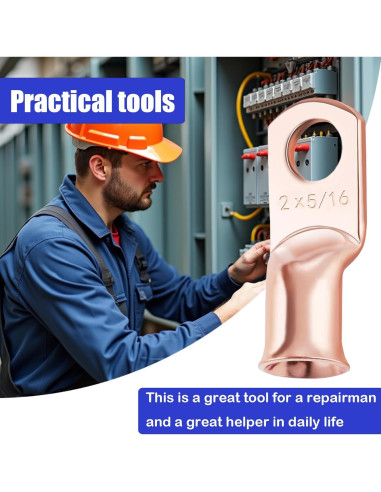 10 Conectores de Batería 2 AWG 5/16 Cobre con Termocontraíble