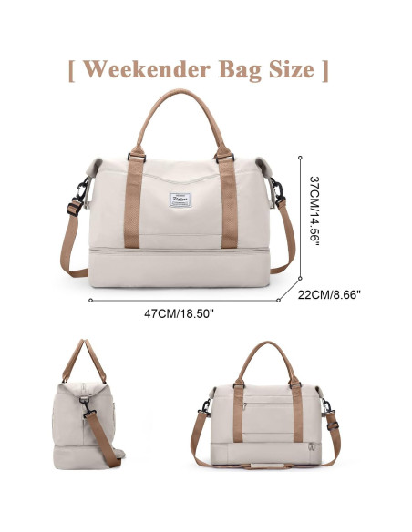 Bolsa de viaje tipo duffel HYC00 con compartimento para zapatos 47x35.8x21.9 cm Bolsa de viaje tipo duffel HYC00 con compartimento para zapatos 47x35.8x21.9 cm