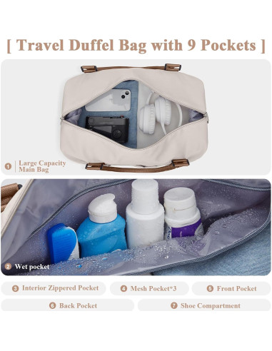 Bolsa de viaje tipo duffel HYC00 con compartimento para zapatos 47x35.8x21.9 cm