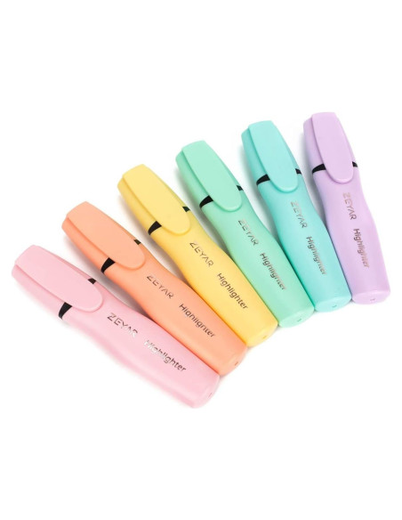 Resaltadores ZEYAR Macaron 6 Colores Punta Chisel Certificado AP