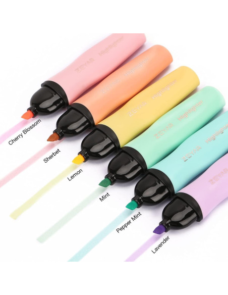 Resaltadores ZEYAR Macaron 6 Colores Punta Chisel Certificado AP