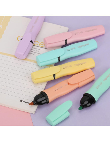 Resaltadores ZEYAR Macaron 6 Colores Punta Chisel Certificado AP