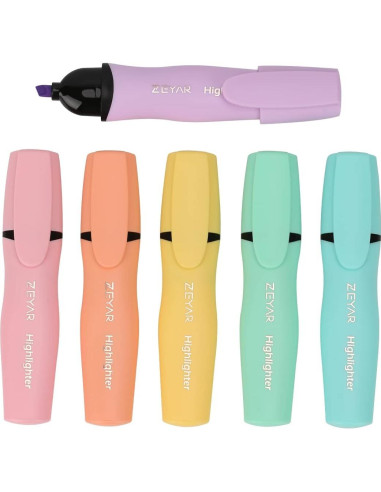 Resaltadores ZEYAR Macaron 6 Colores Punta Chisel Certificado AP