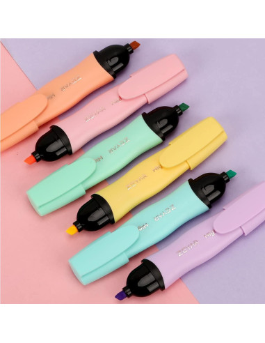 Resaltadores ZEYAR Macaron 6 Colores Punta Chisel Certificado AP