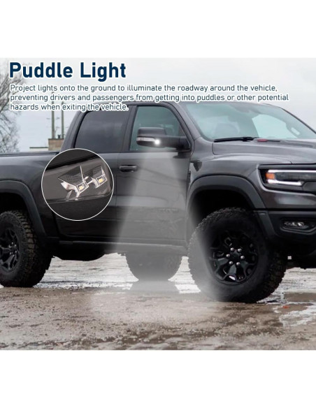 Espejo de Puerta HIGHTO para Dodge Ram 1500 2019-2022 Izquierdo