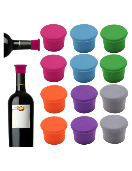 12 Tapones de Silicona para Vino DXMWWTP - 6 Colores 12 Tapones de Silicona para Vino DXMWWTP - 6 Colores