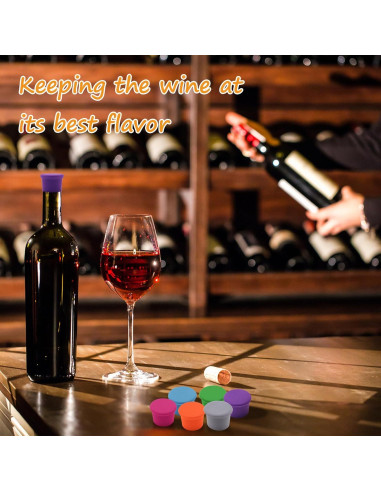 12 Tapones de Silicona para Vino DXMWWTP - 6 Colores