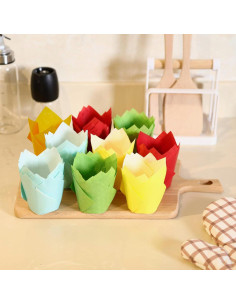 150 Forros de Cupcake Tulipán IAXSEE - Papel a Prueba de Grasa 2
