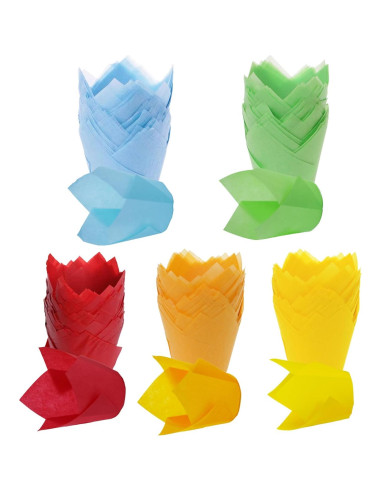 150 Forros de Cupcake Tulipán IAXSEE - Papel a Prueba de Grasa