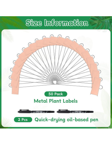 Etiquetas de Jardín WSICSE 50 Piezas Metal Impermeables 26.9 cm