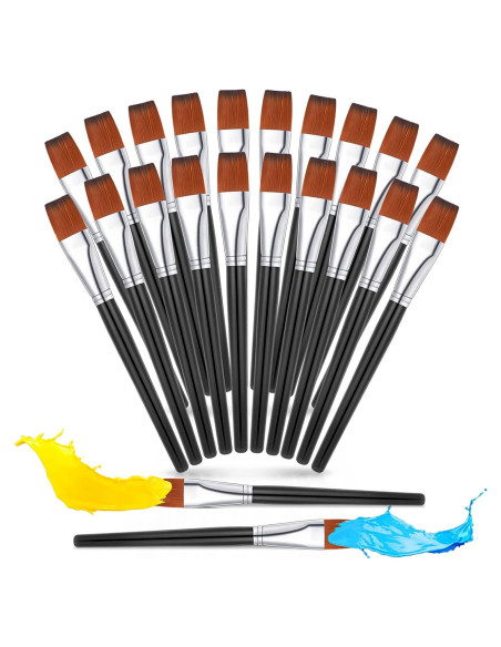 Pinceles Planos de Pintura Zonon 20 Pcs 2.54 cm Sintético
