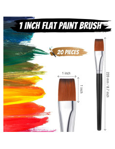 Pinceles Planos de Pintura Zonon 20 Pcs 2.54 cm Sintético 2