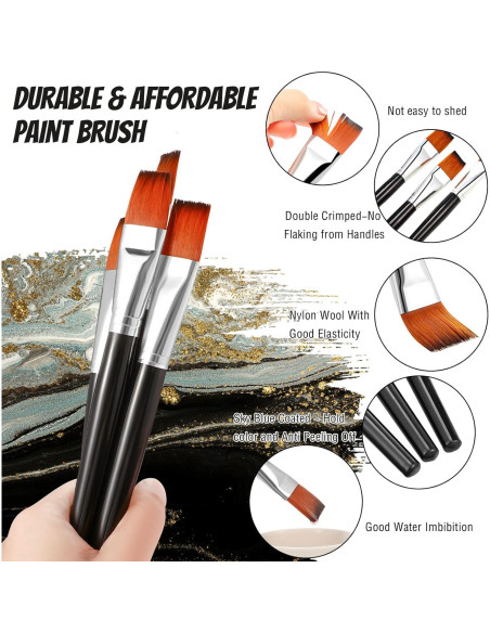 Pinceles Planos de Pintura Zonon 20 Pcs 2.54 cm Sintético