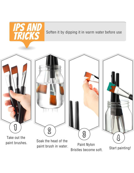 Pinceles Planos de Pintura Zonon 20 Pcs 2.54 cm Sintético